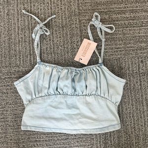NWT Missguided Petite Ruched Bust Denim Top US6